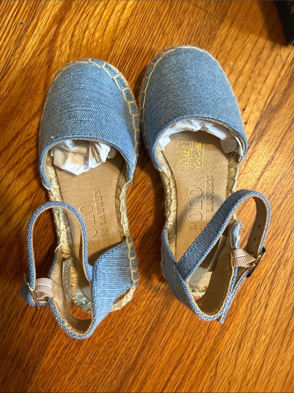 Polo by Ralph Lauren Kids Light Blue Espadrille Sandals with Buckle - Picture 5 of 6